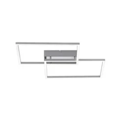 LED Deckenleuchte, stahlfarben, 2-flammig, dimmbar, geometrisches Design