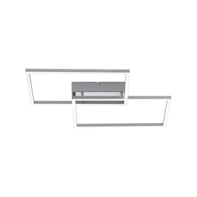 LED Deckenleuchte, stahlfarben, 2-flammig, dimmbar, geometrisches Design