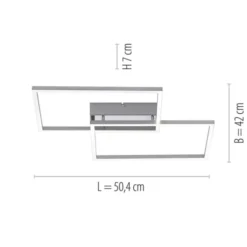 LED Deckenleuchte, stahlfarben, 2-flammig, dimmbar, geometrisches Design