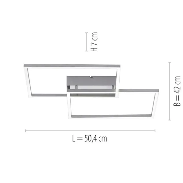 LED Deckenleuchte, stahlfarben, 2-flammig, dimmbar, geometrisches Design