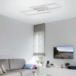 LED Deckenleuchte, stahlfarben, Memory Funktion, inkl Dimmfunktion, modern