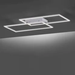 LED Deckenleuchte, stahlfarben, Memory Funktion, inkl Dimmfunktion, modern