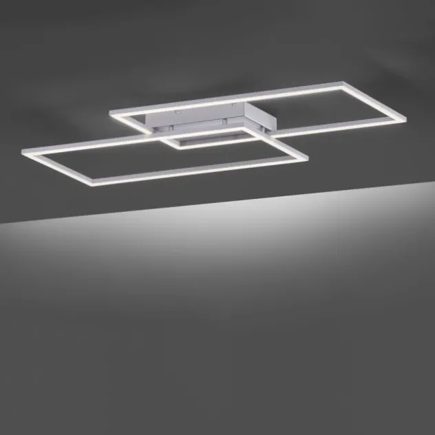 LED Deckenleuchte, stahlfarben, Memory Funktion, inkl Dimmfunktion, modern