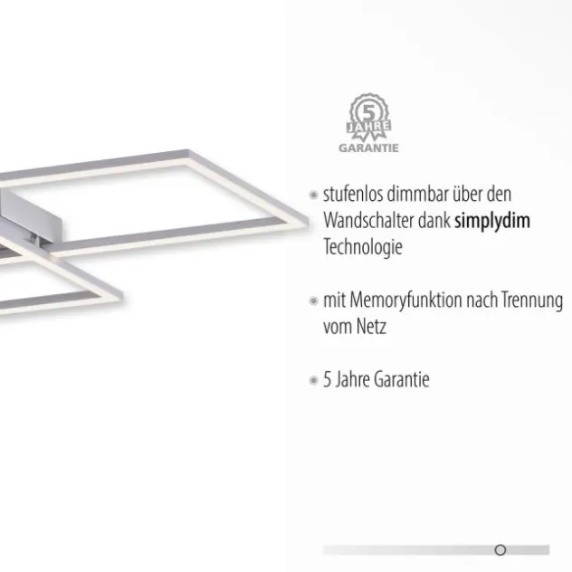 LED Deckenleuchte, stahlfarben, Memory Funktion, inkl Dimmfunktion, modern