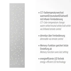 LED Deckenleuchte, stahlfarben, rechteckig, Sternenhimmel-Optik, dimmbar