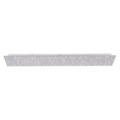 LED Deckenleuchte, stahlfarben, rechteckig, Sternenhimmel-Optik, dimmbar