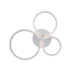 LED Deckenleuchte, stahlfarben, 3 Lichtringe, modern, rund, design