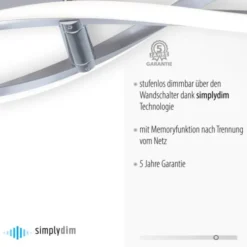 LED Deckenleuchte, stahlfarben, wellenförmige Leuchtkörper, dimmbar, modern