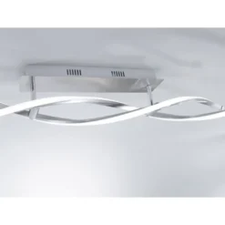 LED Deckenleuchte, stahlfarben, wellenförmige Leuchtkörper, dimmbar, modern