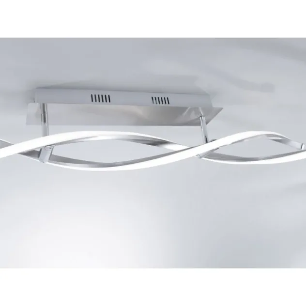 LED Deckenleuchte, stahlfarben, wellenförmige Leuchtkörper, dimmbar, modern