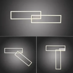 LED Deckenleuchte, stahlfarben, dimmbar, drehbar, warmweiß