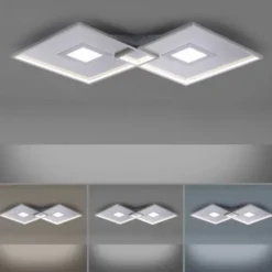LED Deckenleuchte, stahlfarben, modernes Design, dimmbar, Fernbedienung