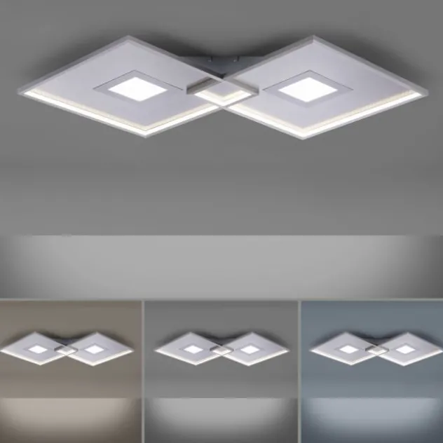 LED Deckenleuchte, stahlfarben, modernes Design, dimmbar, Fernbedienung