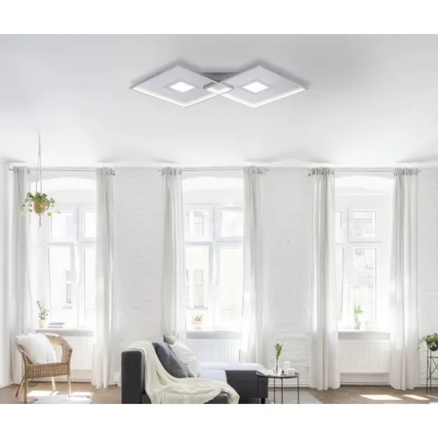 LED Deckenleuchte, stahlfarben, modernes Design, dimmbar, Fernbedienung