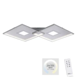 LED Deckenleuchte, stahlfarben, modernes Design, dimmbar, Fernbedienung