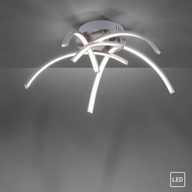 LED Deckenleuchte, stahlfarben, 5 flammig modern, Wohnzimmer