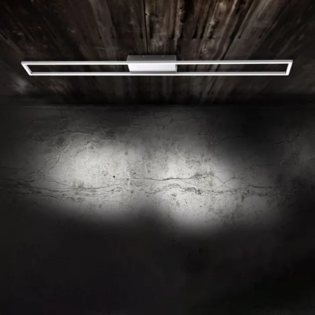 LED-Deckenleuchte, stahlfarben, 10x110cm, dimmbar, modern, warmweiß