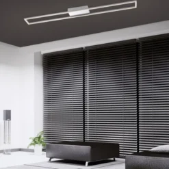 LED-Deckenleuchte, stahlfarben, 10x110cm, dimmbar, modern, warmweiß