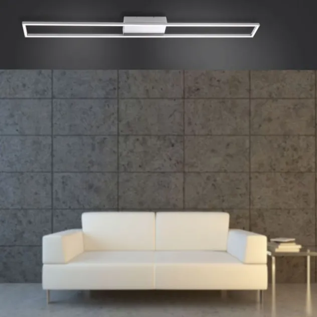 LED-Deckenleuchte, stahlfarben, 10x110cm, dimmbar, modern, warmweiß