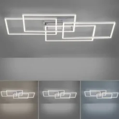 LED Deckenleuchte, stahlfarben, modern, geometrisches Design