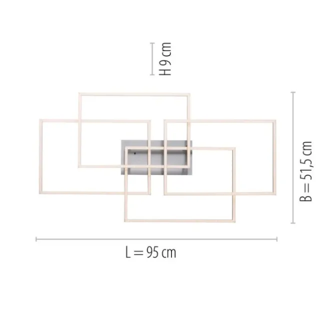 LED Deckenleuchte, stahlfarben, modern, geometrisches Design