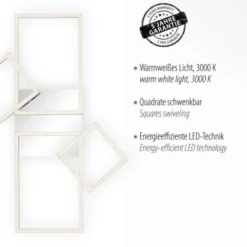 LED Deckenleuchte, stahlfarben, modern, warmweiß, Design
