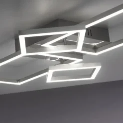 LED Deckenleuchte, stahlfarben, modern, warmweiß, Design