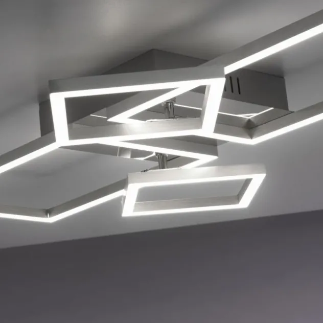 LED Deckenleuchte, stahlfarben, modern, warmweiß, Design