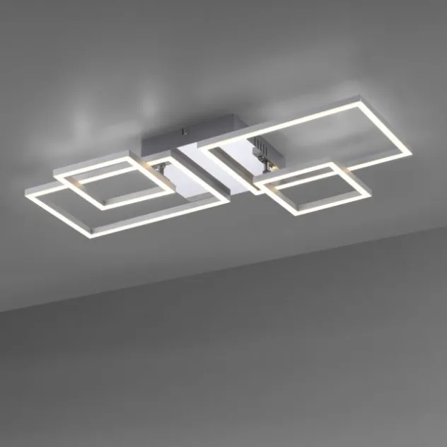 LED Deckenleuchte, stahlfarben, modern, warmweiß, Design