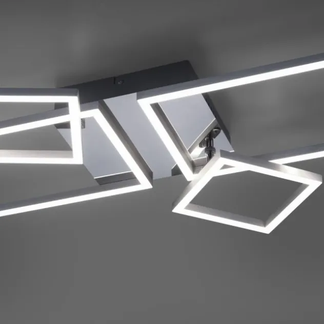 LED Deckenleuchte, stahlfarben, modern, warmweiß, Design