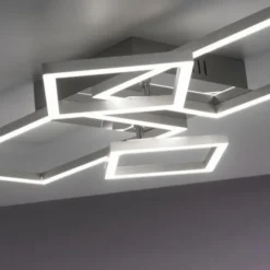 LED Deckenleuchte, stahlfarben, modern, warmweiß, Design