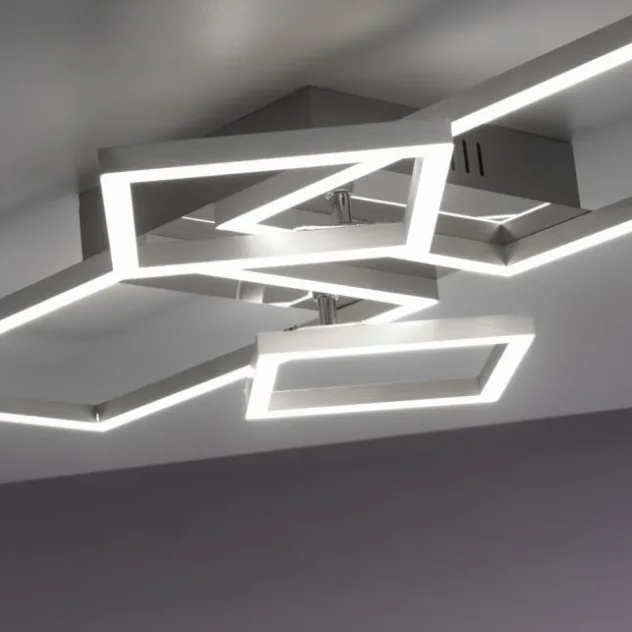 LED Deckenleuchte, stahlfarben, modern, warmweiß, Design