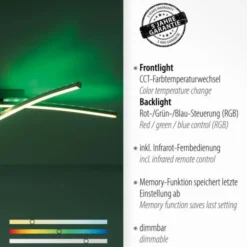 LED-Deckenleuchte, Stahl, Fernbedienung, dimmbar, RGB, CCT