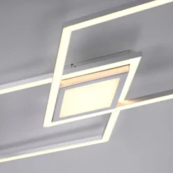 LED Deckenleuchte, stahl, flach, rechteckig, warmweiß