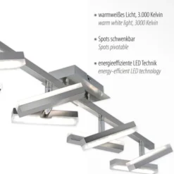 LED-Deckenleuchte, Stahl, 8flammig, drehbare Leuchtenköpfe, modernes Design