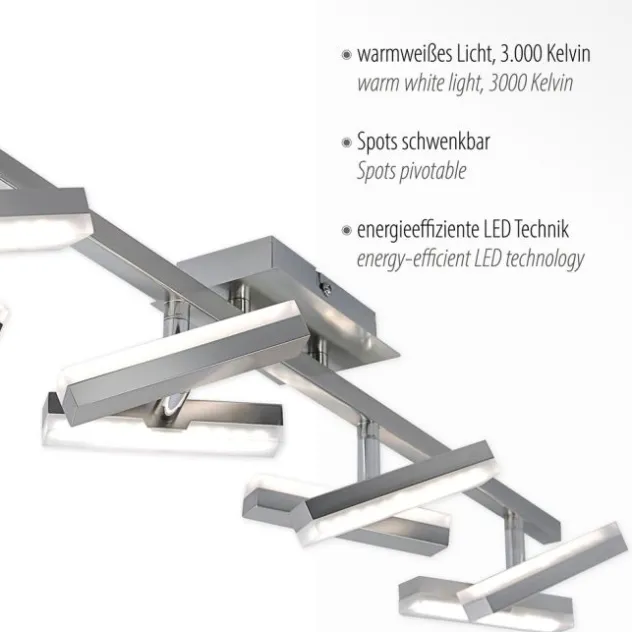 LED-Deckenleuchte, Stahl, 8flammig, drehbare Leuchtenköpfe, modernes Design