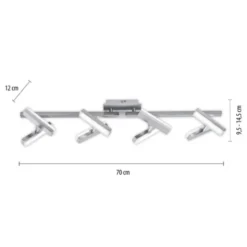 LED-Deckenleuchte, Stahl, 8flammig, drehbare Leuchtenköpfe, modernes Design