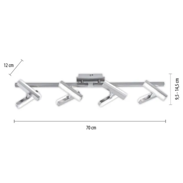 LED-Deckenleuchte, Stahl, 8flammig, drehbare Leuchtenköpfe, modernes Design
