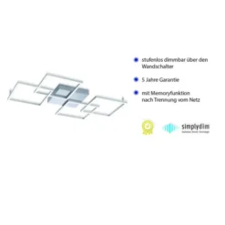 LED-Deckenleuchte, Stahl, geometrischer Form, warmweiß, dimmbar