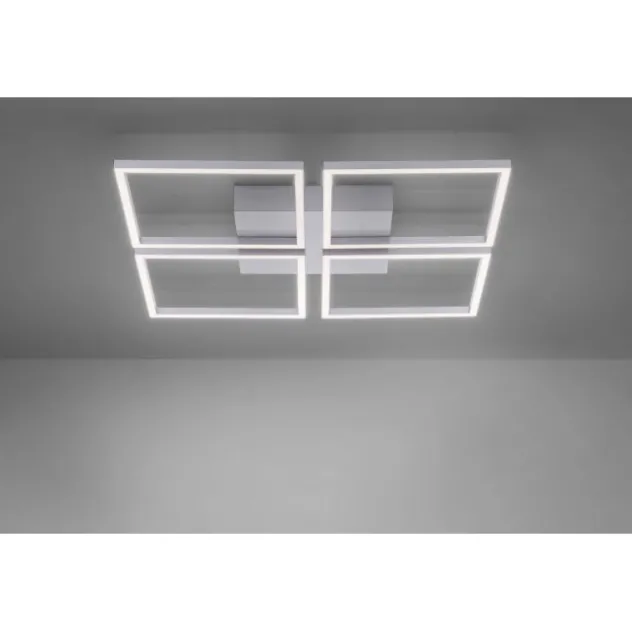 LED-Deckenleuchte, stahl, quadratisch, warmweiße Lichtfarbe, Dimmfunktion