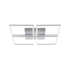 LED-Deckenleuchte, stahl, quadratisch, warmweiße Lichtfarbe, Dimmfunktion