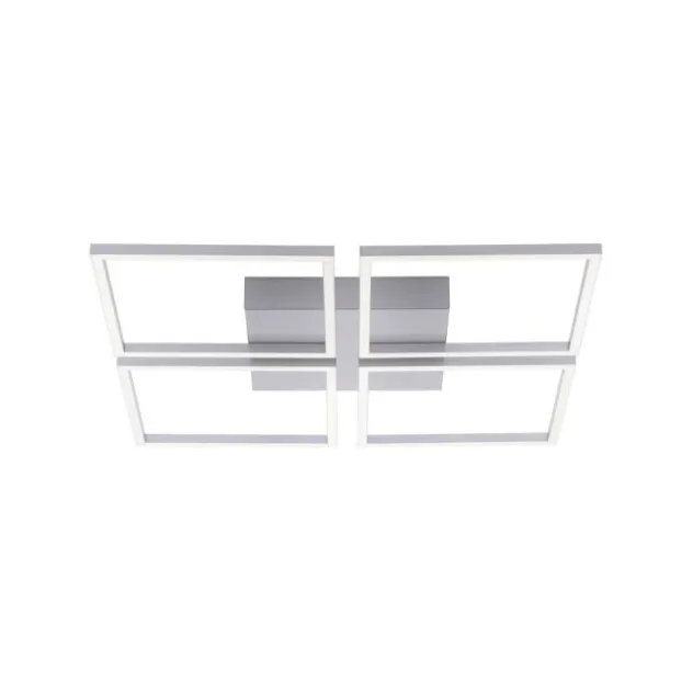 LED-Deckenleuchte, stahl, quadratisch, warmweiße Lichtfarbe, Dimmfunktion