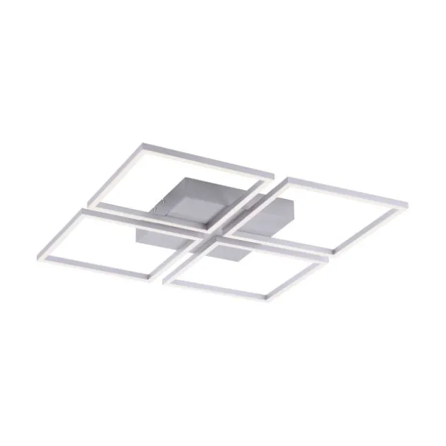 LED-Deckenleuchte, stahl, quadratisch, warmweiße Lichtfarbe, Dimmfunktion