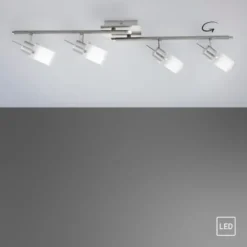 LED-Deckenleuchte, stahl, 4 verstellbare Leuchtköpfe, warmweiß, blendfrei
