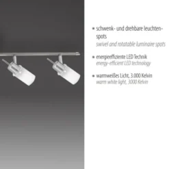 LED-Deckenleuchte, stahl, 4 verstellbare Leuchtköpfe, warmweiß, blendfrei