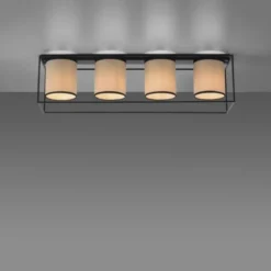 LED Deckenleuchte Stoffschirme 4 flammig schwarz schlichtes Design