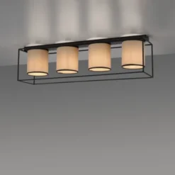 LED Deckenleuchte Stoffschirme 4 flammig schwarz schlichtes Design