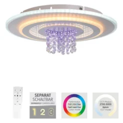 LED Deckenleuchte TOLAGO, weiss, mit Tunneleffekt und Kristall