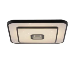 LED Deckenleuchte TURANUS, schwarz, quadratisch, D 50 cm, Sternenhimmeloptik