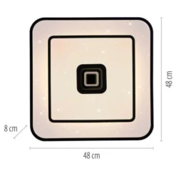 LED Deckenleuchte TURANUS, schwarz, quadratisch, D 50 cm, Sternenhimmeloptik